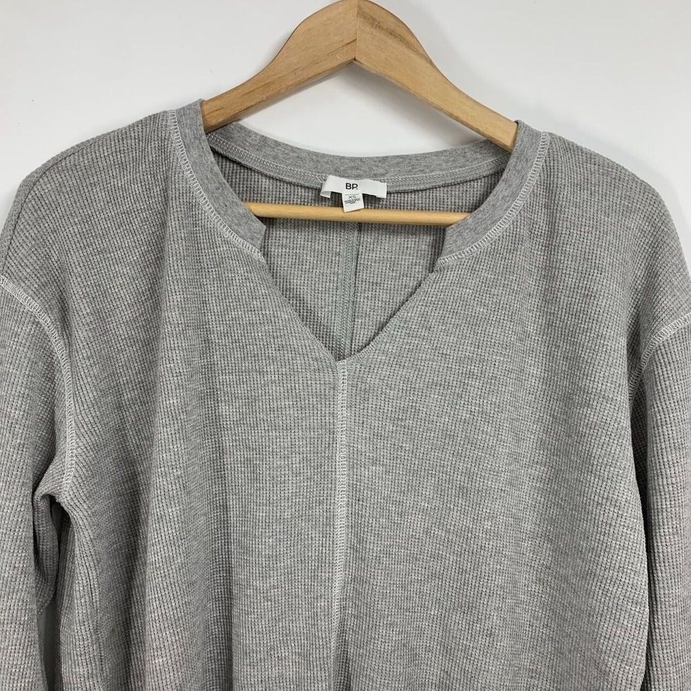 BP Nordstrom Women's Organic Cotton V Neck Waffle Knit Long Sleeve Size M - Picture 4 of 7